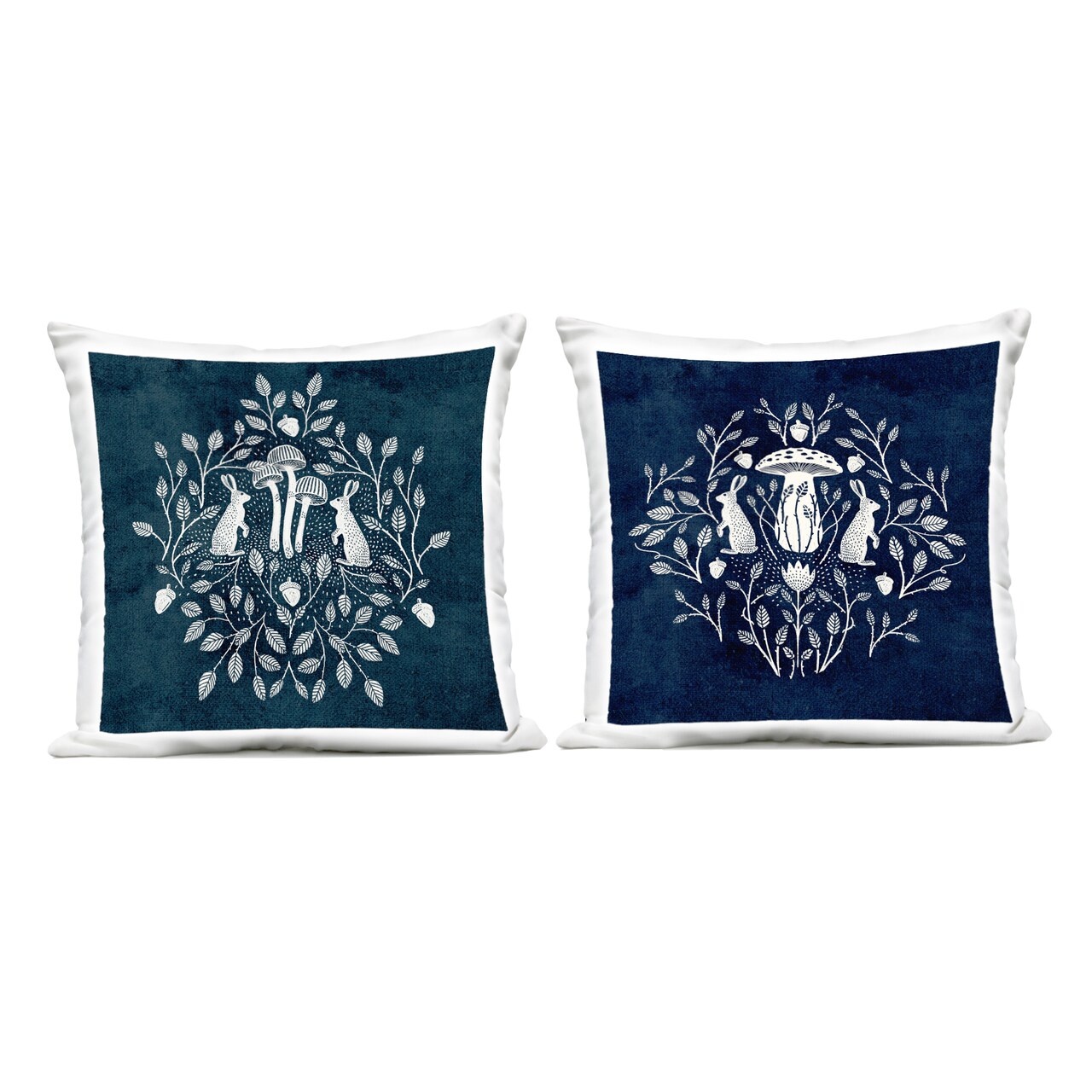 Stupell Industries Boho Mirrored Floral Bunnies 2pc Outdoor Printed Throw Pillow Set Design by Katie O'Shea, 18 x 7 x 18